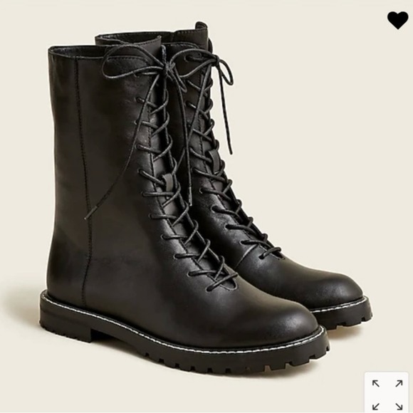 J. Crew Shoes - 🆕 NWOB J. Crew Gwen Combat Boots Lug Sole Lace Up Leather Motorcycle Black 8